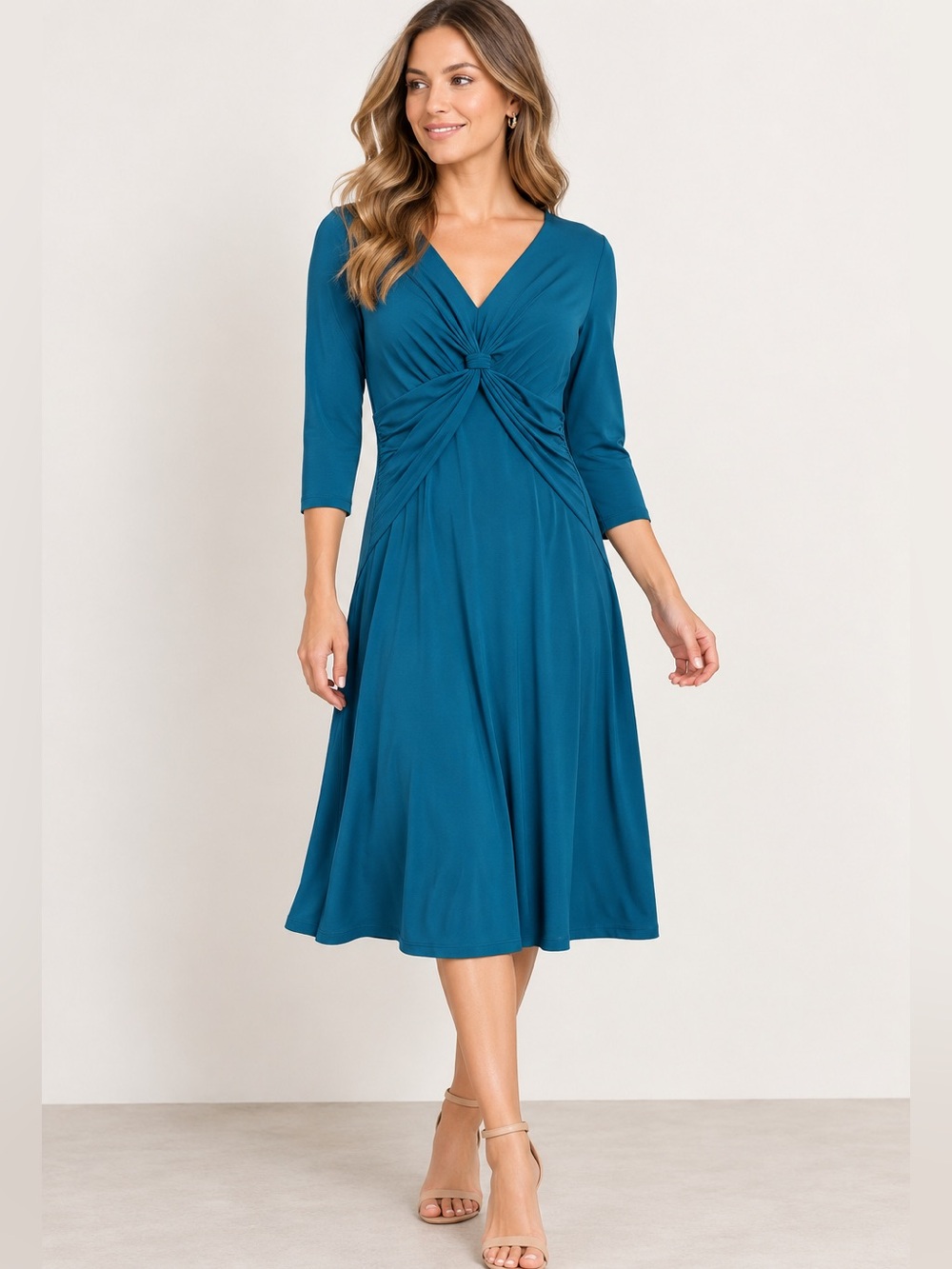CLARA SUNWOO Blue/Green Crossover Dress in Size Extra Small